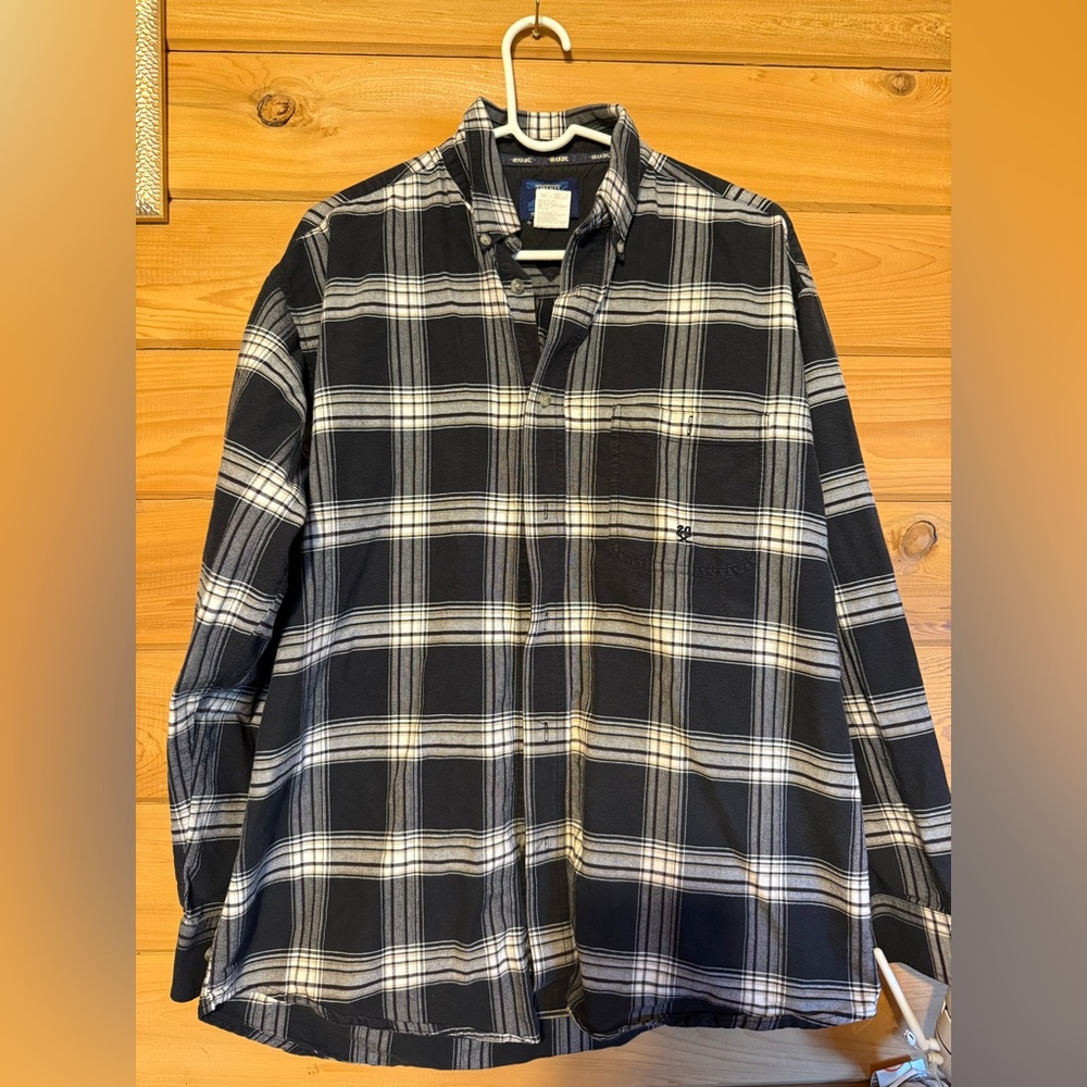 20X Black and White Plaid Button Down Shirt Size L